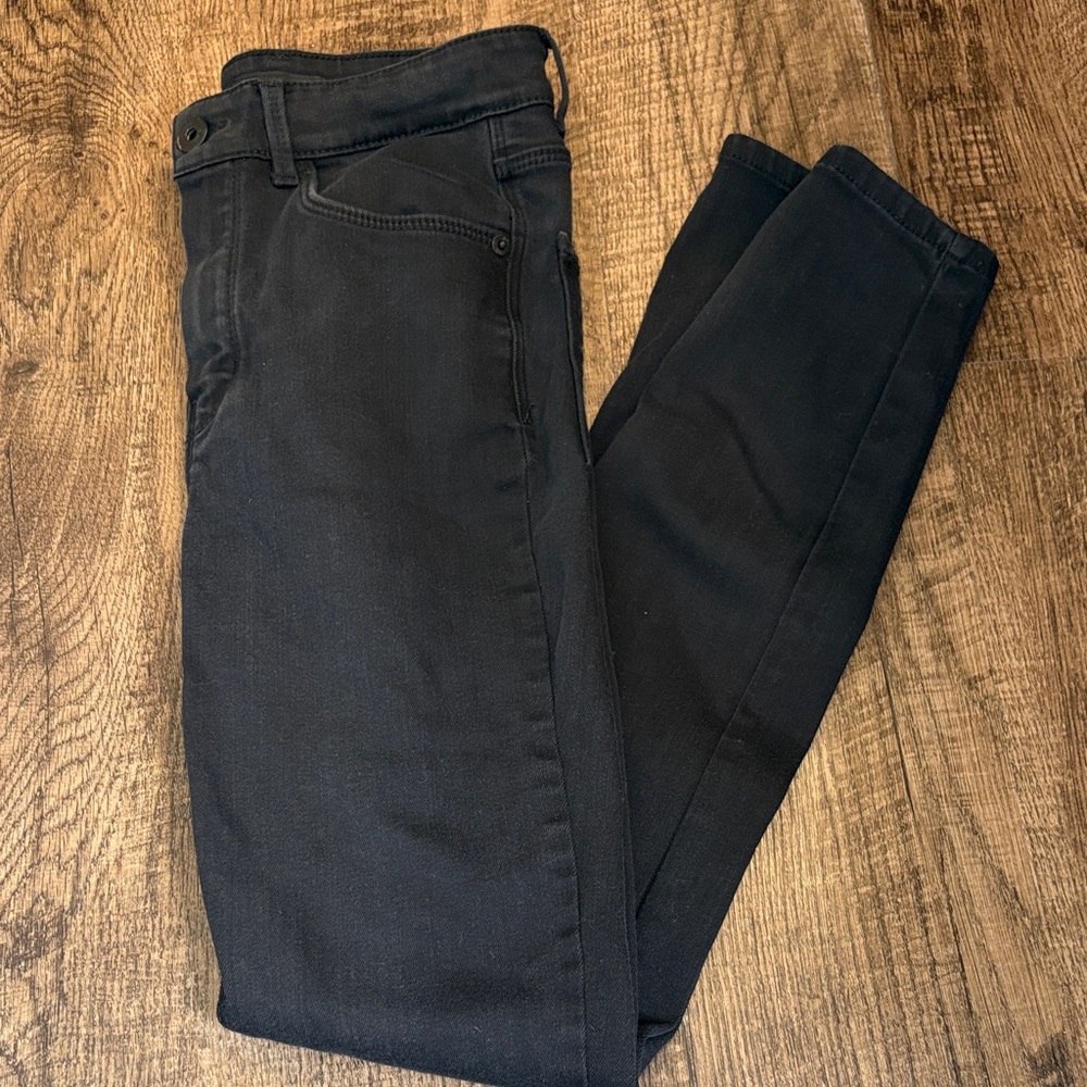 Massimo Dutti Dark Black Denim High Rise Skinny Jeans 29” inseam